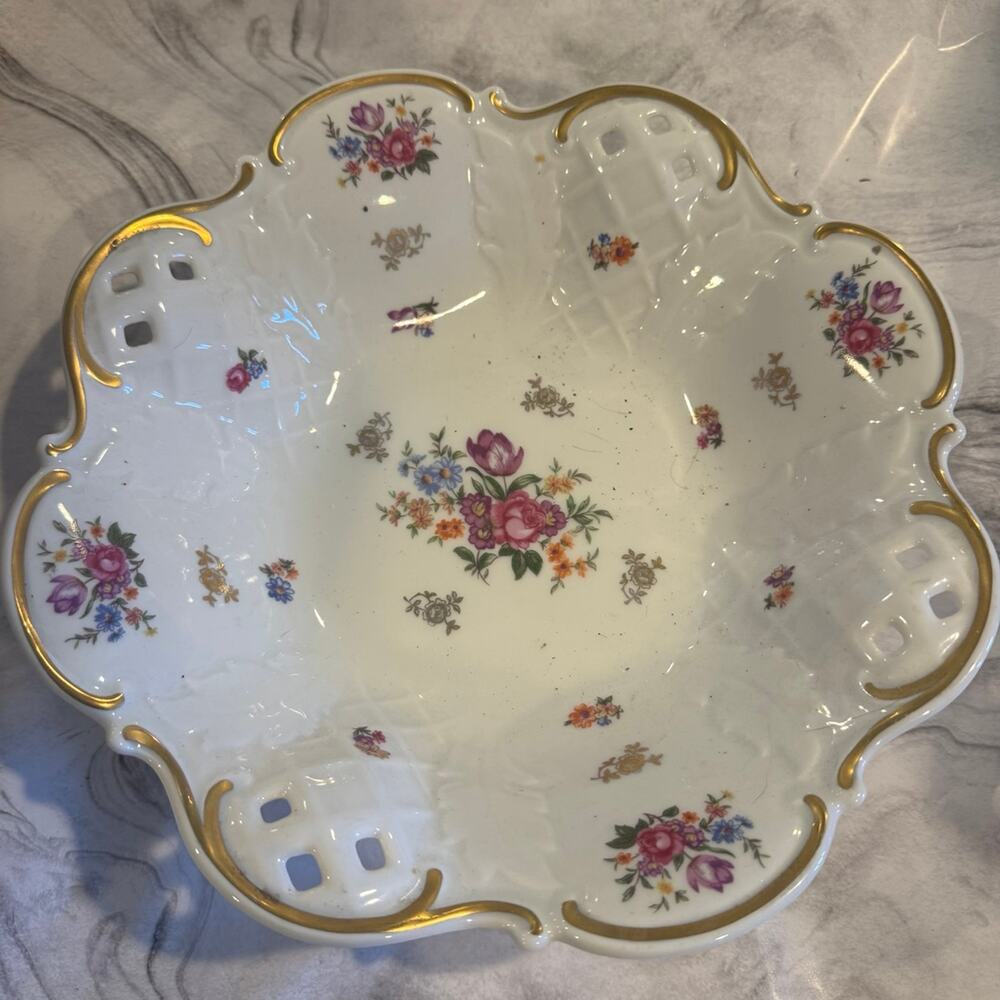 Reichenbach floral pattern footed bowl